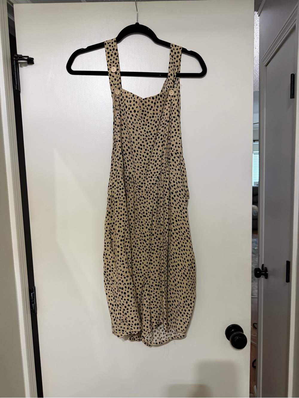 Beige Polka Dot Pinafore short jumpsuit